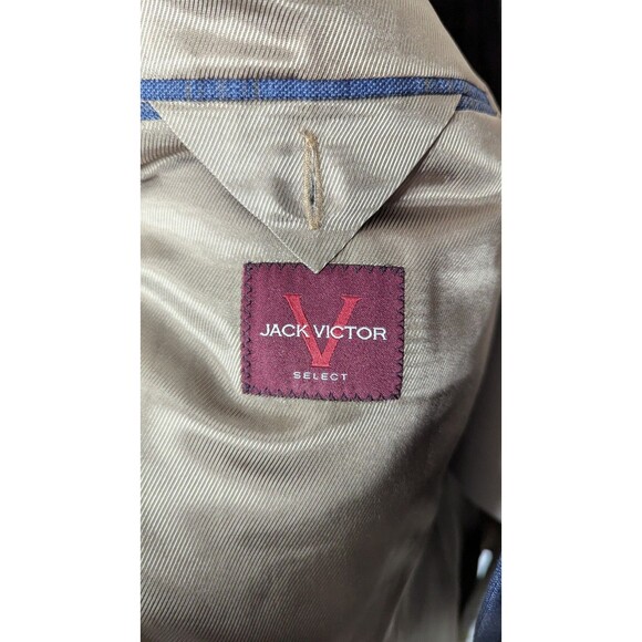 VTG Jack Victor Sz 50L Blazer Blue Glen Plaid Career Office Preppy Work READ - Picture 13 of 13